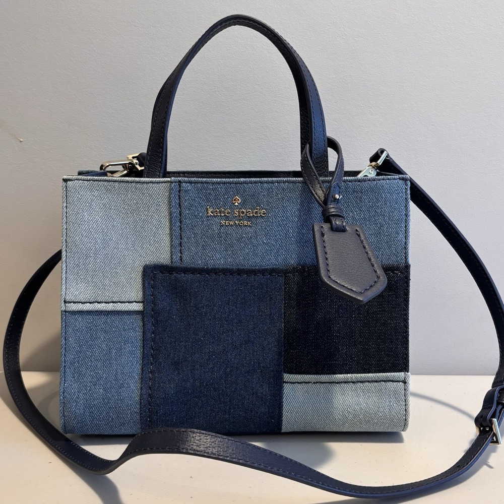 Kate Spade 25th Anniversary Limited Denim Patchwork Shoulder Bag Boho Preppy